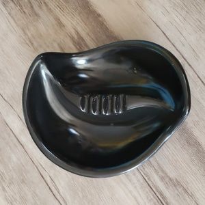 Vintage mid-century modern black ashtray